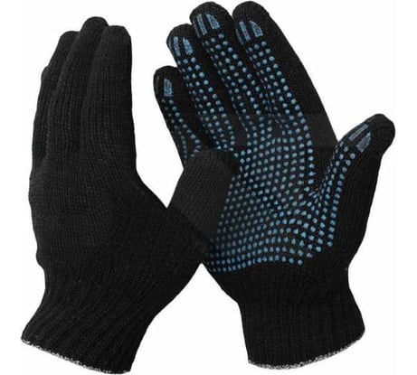 Перчатки ООО ЛидерТекс 7.5 класс, 5 нитей, черные, с ПВХ, упаковка 200 пар 4570000000820