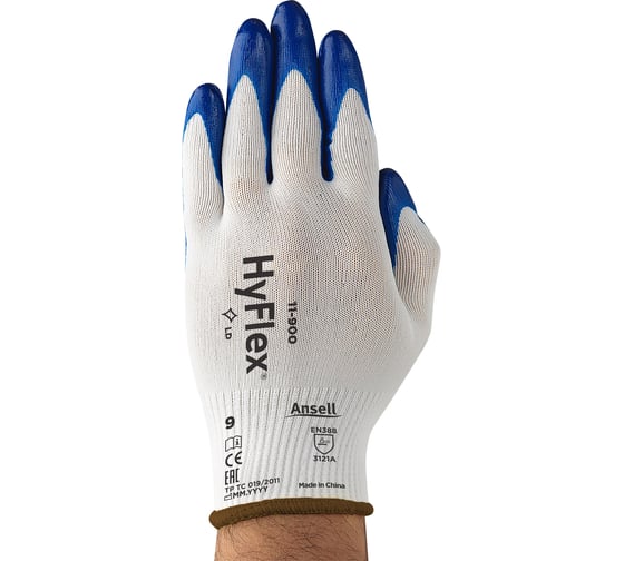 Перчатки маслоотталкивающие от механических повреждений Ansell HyFlex 11-900, размер 7 11-900-7