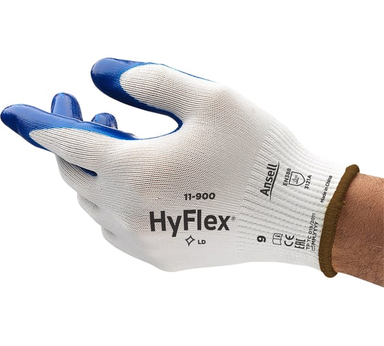 Перчатки маслоотталкивающие от механических повреждений Ansell HyFlex 11-900, размер 7 11-900-7