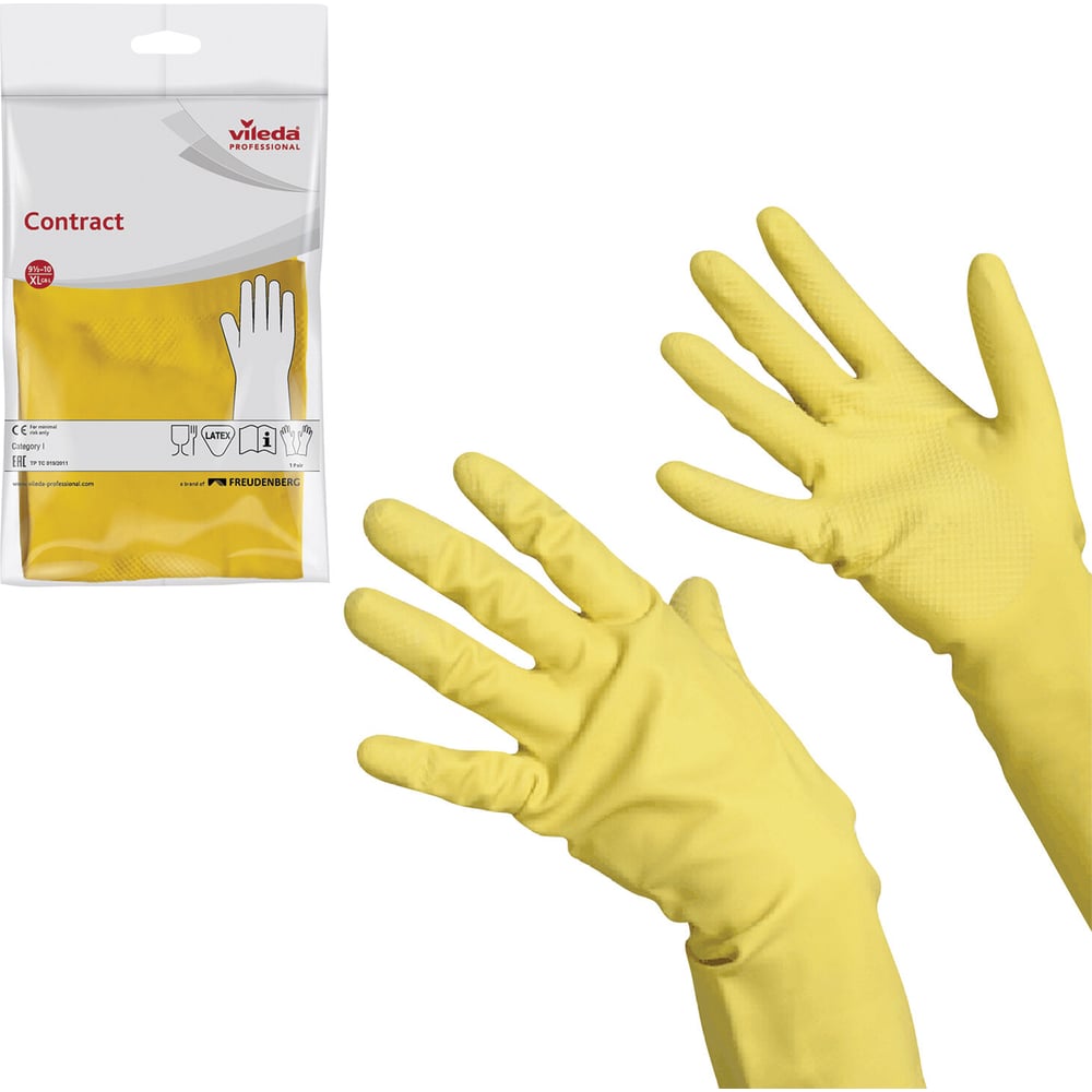Хозяйственные перчатки Vileda Professional резиновые с х/б напылением ...