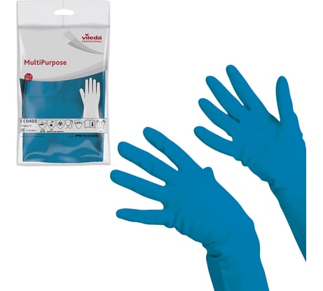 Хозяйственные перчатки Vileda Professional резиновые многоцелевые, с х/б напылением, прочные, размер M, 100753 10270