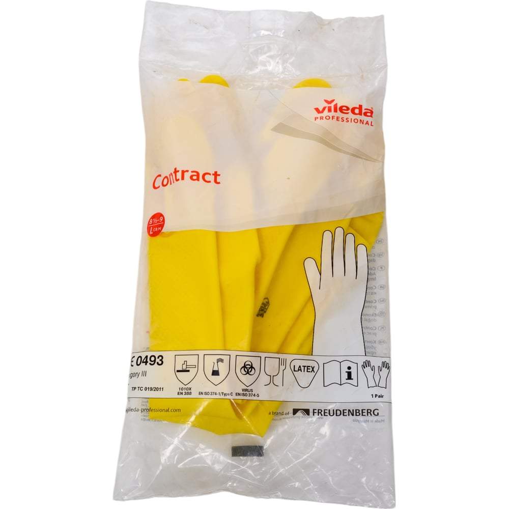 Хозяйственные перчатки Vileda Professional резиновые с х/б напылением ...