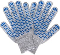 Перчатки трикотажные с пвх ПРОМПЕРЧАТКИ "волна", 6 нитей, 10 класс, серые, 100 пар ПП-27761/100