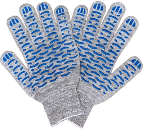 Перчатки трикотажные с пвх ПРОМПЕРЧАТКИ "волна", 6 нитей, 10 класс, серые, 100 пар ПП-27761/100