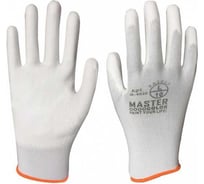 Перчатки MASTER COLOR белые, полиэстер с обливкой из полиуретана, водоотталкивающие, размер М/8 30-4021