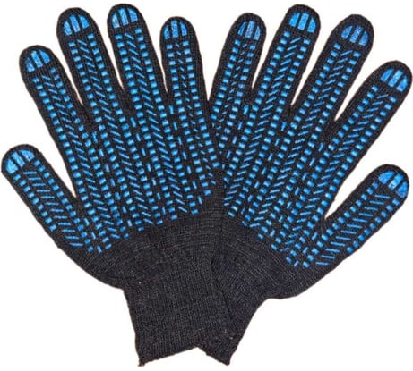 Трикотажные перчатки ПРОМПЕРЧАТКИ с ПВХ "протектор", 6 нитей, 10 класс, черные, 10 пар в упаковке ПП-27770/10