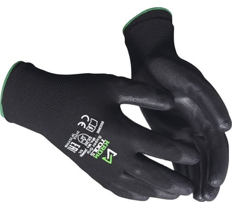 Перчатки нейлоновые с полиуретановым покрытием KROM TOOLS размер 9, зелёная манжета, 12 пар 602300/912