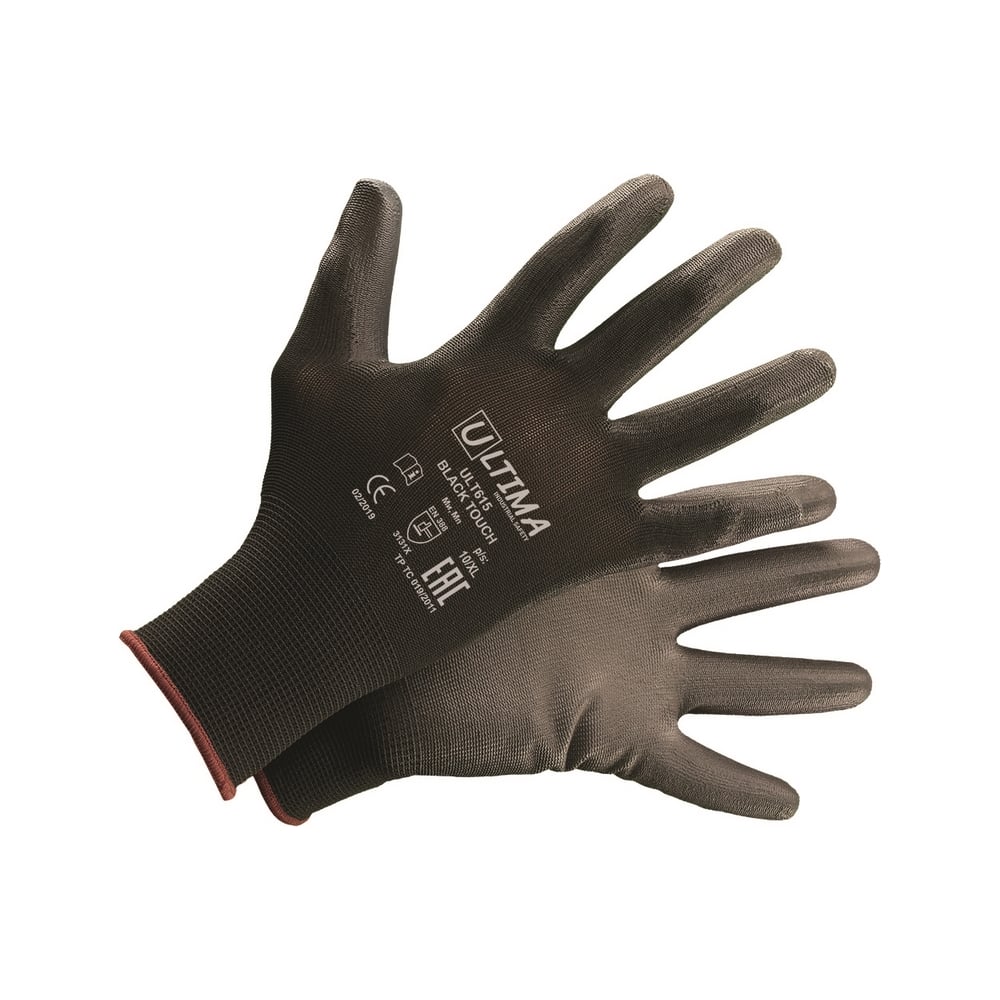 Нейлоновые перчатки с полиуретановым покрытием ULTIMA BLACK TOUCH ...