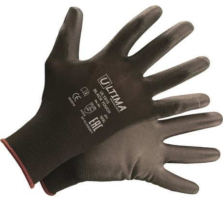 Нейлоновые перчатки с полиуретановым покрытием ULTIMA BLACK TOUCH черные ULT615/XXL