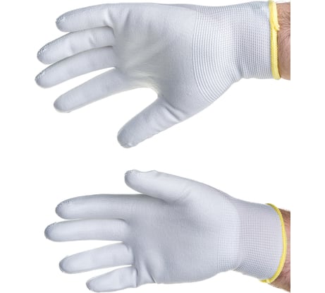 Нейлоновые перчатки с полиуретановым покрытием ULTIMA WHITE TOUCH белые ULT620/M