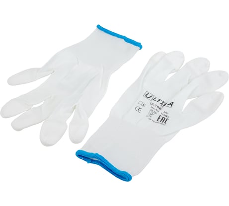 Нейлоновые перчатки с полиуретановым покрытием кончиков пальцев ULTIMA белые ULT620F/XXL