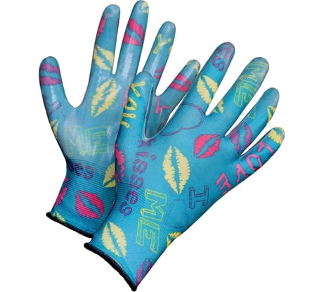 Перчатка садовая полиэфирная СВС с нитрильным покрытием для защиты от масел и нефтепродуктов OILRESIST, 33-35 гр, 15 класс, р. 8, 1 пара, цвет Поцелуи 23-103_p