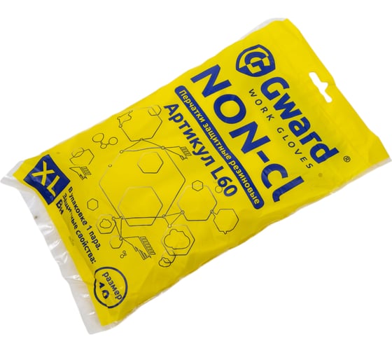 Перчатки латексные хозяйственные GWARD NON-cl р. XL 1 пара в упаковке арт. L60 L60/XL1