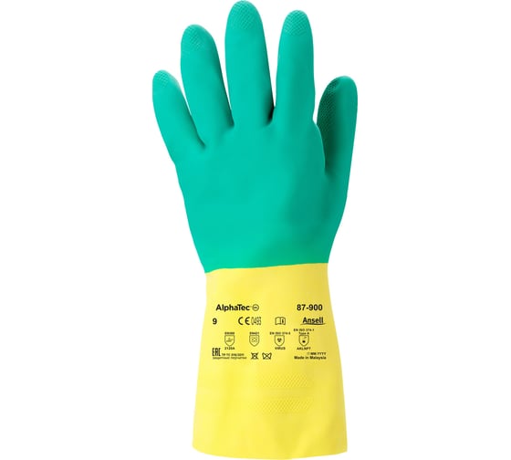 Перчатки Ansell AlphaTec Bi-Colour химостойкие, размер 8.5-9 87-900-9