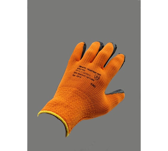 Перчатки Monolit оранжевые, акриловые, утепленные с вспененным латексом 300, упаковка 10 пар 0956 1
