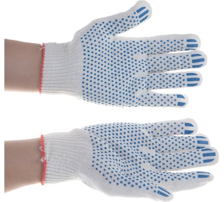Перчатки ТехРесурс с ПВХ, 5 нитей, 10, точка 110-5.1Т
