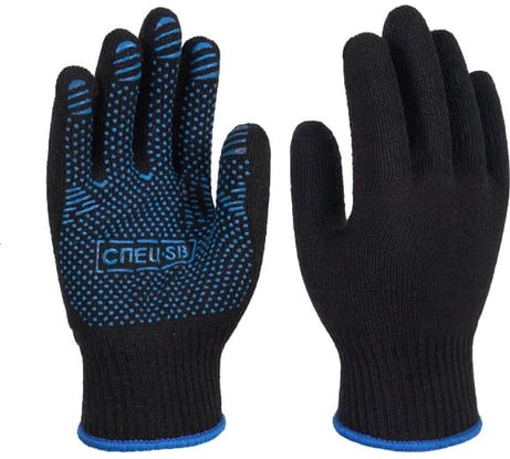 Перчатки СПЕЦ-SB RO х/б с ПВХ, черные 3.1211.011/10