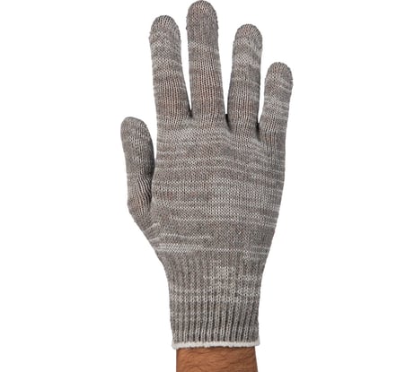 Перчатки ЛЭВ вязаные, х/б, с ПВХ покрытием ТРЕК МЕЛАНЖ, серые, 13 кл., 42-44 гр. 168111