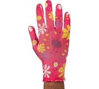 Перчатки ЛЭВ нейлоновые тонкие, садовые, с нитриловым покрытием ладони и пальцев, размер L 168107