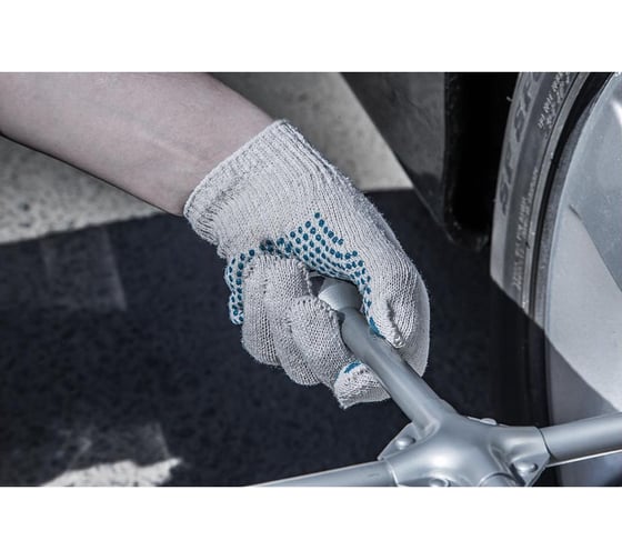 Хлопчатобумажные перчатки с ПВХ покрытием HAMMER Flex 230-031, 5 нитей, белые 542095
