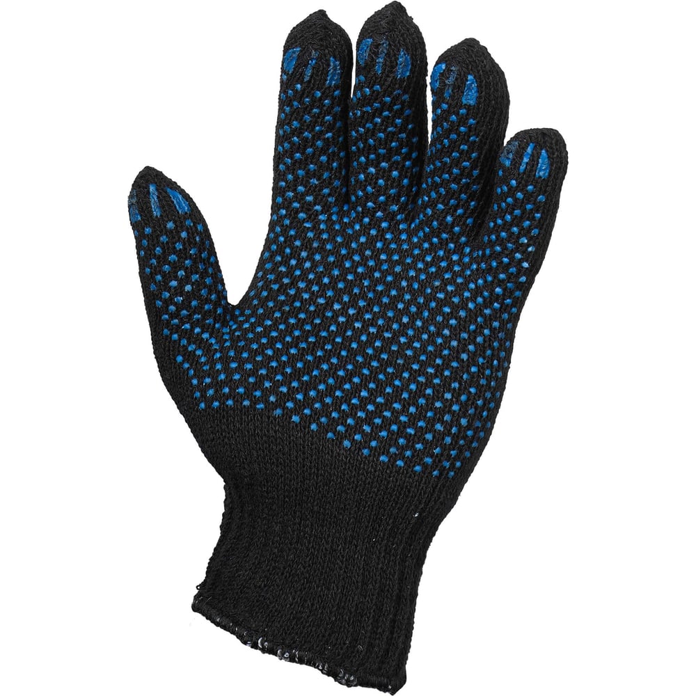 Перчатки трикотажные Airline ХБ с ПВХ покрытием, двойн., черные, 5 пар ...