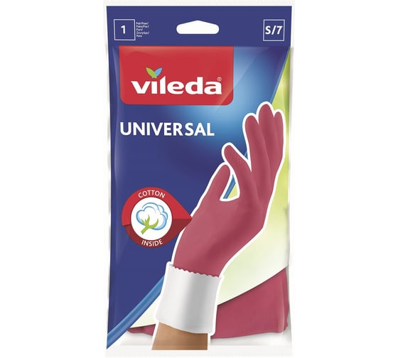 Перчатки с хлопком VILEDA Universal, размер S, 2 шт, 146077/2