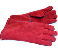 Утепленные спилковые красные краги Дока, AB, kevlar RX4006,14"