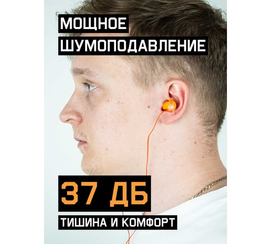 Беруши с хлопковым шнурком Jeta Safety 37 дБ JEM-237-C