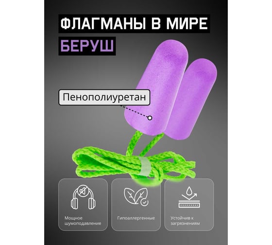 Беруши одноразовые с хлопковым шнурком Jeta Safety 38 дБ JEM-438-C