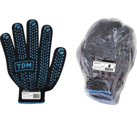 Хлопчатобумажные перчатки с ПВХ TDM ELECTRIC Протектор, черные, 10 AQ1016-0202