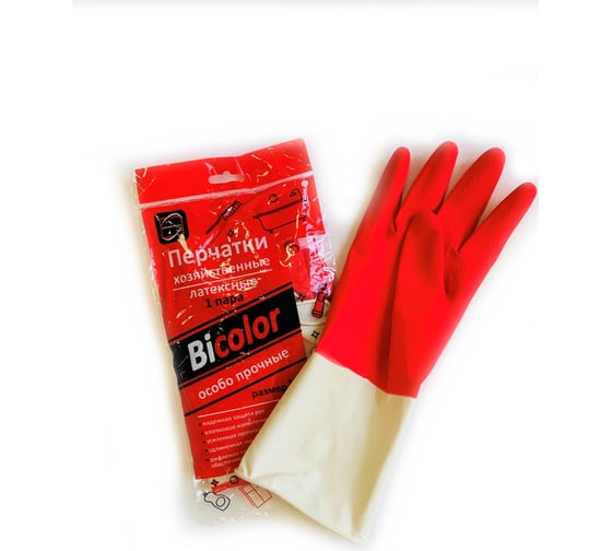Перчатки хозяйственные Континентпак BiColor красно-белые, р. L/120 139462