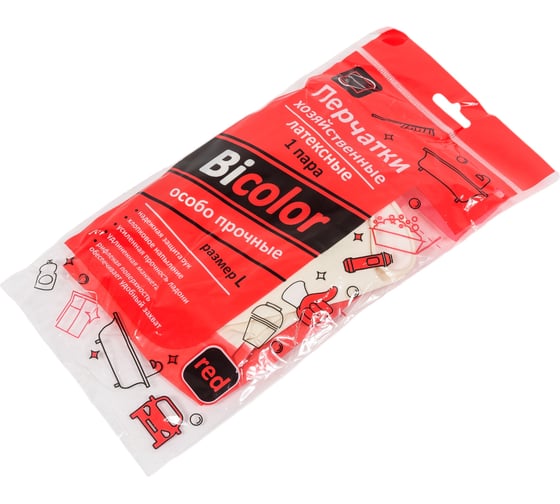 Перчатки хозяйственные Континентпак BiColor красно-белые, р. L/120 139462