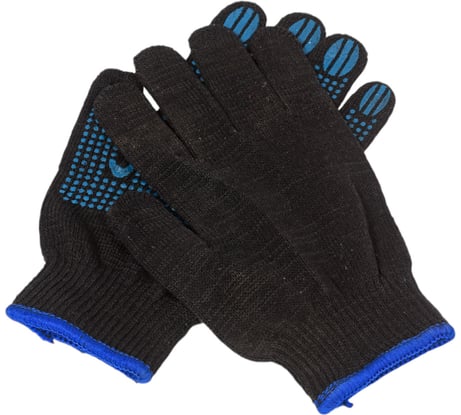 Перчатки ХБ с ПВХ Сибшнур Люкс р 8 черные 10 класс 47гр 303/8