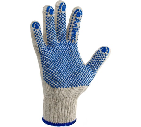 Перчатки ХБ с ПВХ Сибшнур Экстра р 9 белые 7 класс 60 гр 203