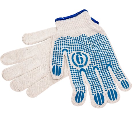 Перчатки ХБ с ПВХ Сибшнур Люкс р 9 белые 10 класс 50 гр 304/9