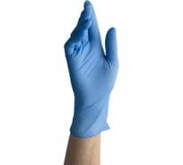Перчатки медицинские диагностические одноразовые нестерильные нитриловые текстурированные на пальцах неопудренные хлорированные BENOVY голубые, размер S, 100 шт 19 121