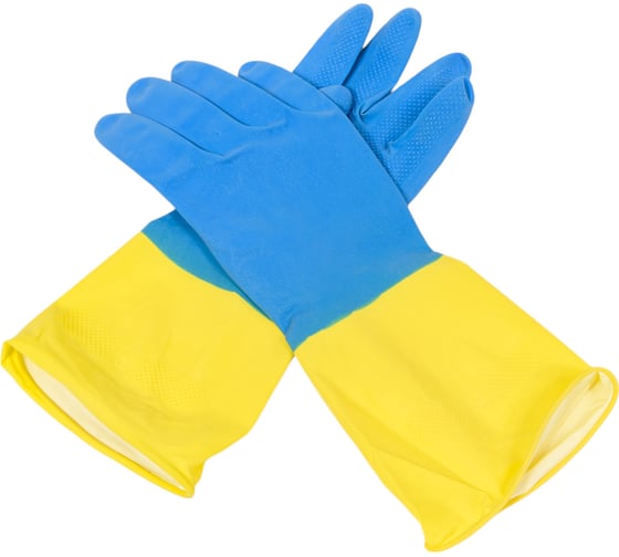 Перчатки хозяйственные Континентпак BiColor сине-желтые S (120) 135019