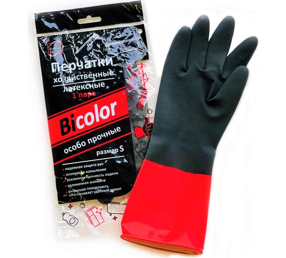 Перчатки хозяйственные Континентпак BiColor черно-красные XL (120) 139469