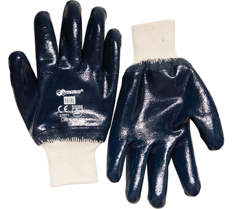 Перчатки SKRAB, х/б с нитриловым гладким покрытием, манжета, 9/L 27670