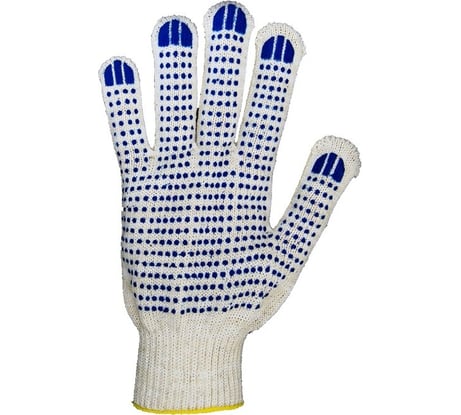 Хлопчатобумажные перчатки с ПВХ точкой Bull, 10 класс, 5 нитей, белые, 10 пар PRX1051