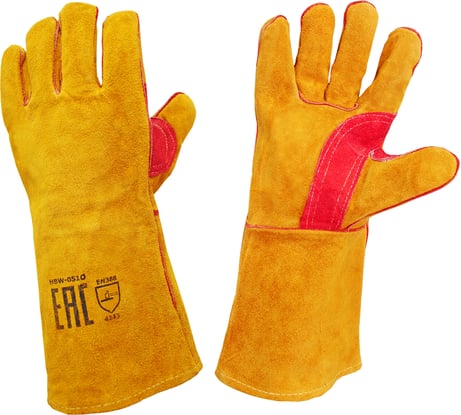 Краги сварщика спилковые пятипалые Оберон желтые HBW-051O