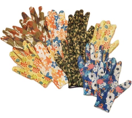 Перчатки садовые с нитриловым покрытием ООО "Тандем Альянс" 5 пар в упаковке 0032