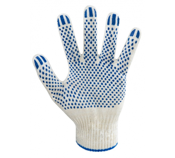 Рабочие перчатки BIO-TEXTILES, белые, хб с ПВХ, 7,5 класс, 4 нити, PER200 1