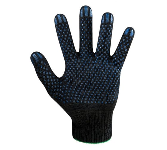 Рабочие перчатки BIO-TEXTILES, черные, хб с ПВХ, 10 класс, 5 нитей, PER204 1