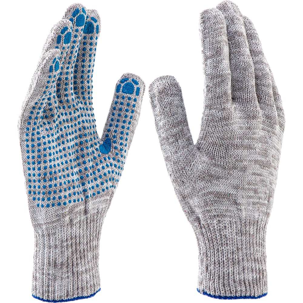 Перчатки трикотажные СИБРТЕХ с ПВХ точкой, серый меланж, 10 класс, 25 ...