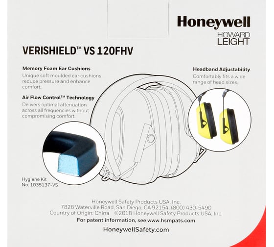Профессиональные противошумные наушники со складным оголовьем HONEYWELL Howard Leight VeriShield VS 120FHV, 1035107-VS