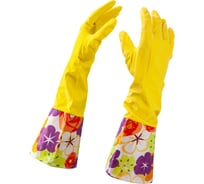 Перчатки хозяйственные Guppy прочный латекс, с х/б напылением, удлиненная манжета, размер S 7000161