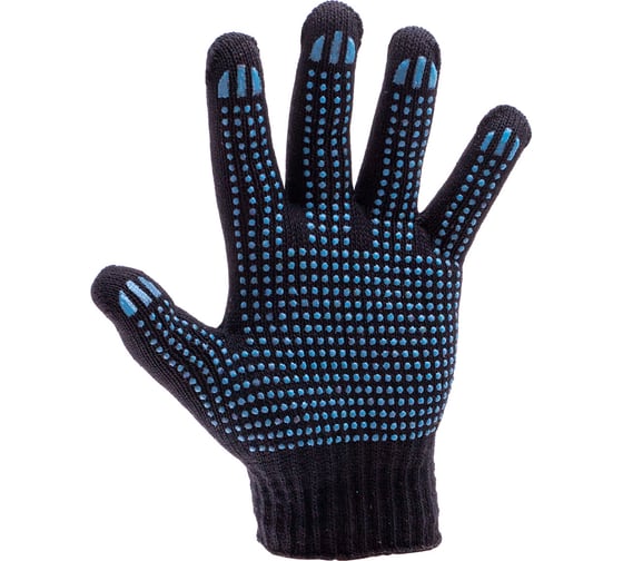 Хлопчатобумажные перчатки DolleX, с ПВХ, 4 нитки, 200 пар, черные, 200PVX-4B 1