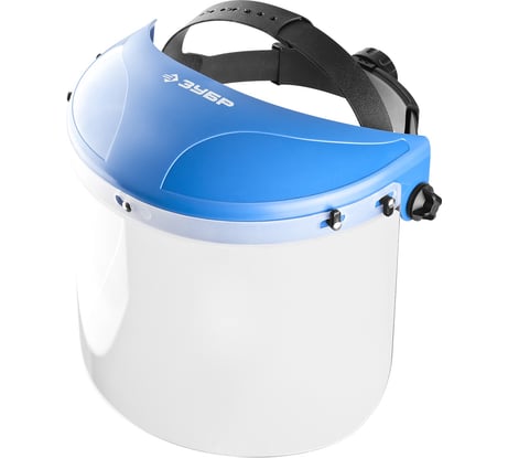 Защитный лицевой щиток Зубр МАСТЕР, пластик оголовье, разборная конструкция, визор из поликарбоната, толщина 2 мм, 400x200 мм, 11085