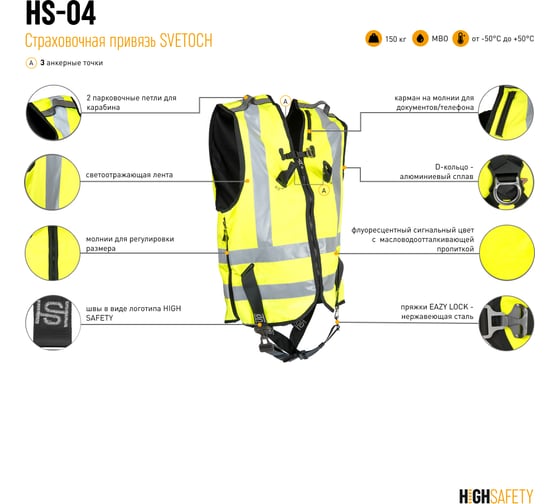 Страховочная привязь HIGH SAFETY SVETOCH HS-04
